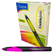 Resaltador de texto Vision Jr. punta cincel 4 mm color rosa caja con 12 pzas