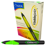 [AZO-MAR-2800VE] Resaltador de texto Vision Jr. punta cincel 4 mm color verde caja con 12 pzas