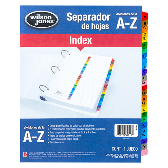 Separador alfabético a-z ACCO tamaño carta