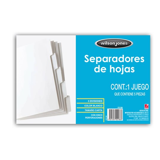 Separador blanco 5 divisiones ACCO tamaño carta