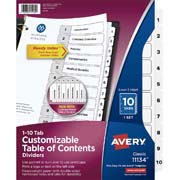 [AVE-SEP-11134] Separador blanco carta 10 divisiones AVERY tecnología laser/inkjet