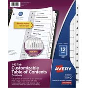 [AVE-SEP-11140] Separador blanco carta 12 divisiones RY  tecnología laser/inkjet