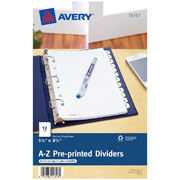 Separador blanco esquela alfabético a-z AVERY alfabético