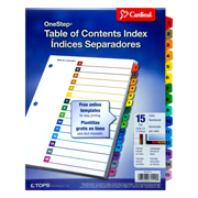 Separador numérico con índice Cardinal carta 1-15 divisiones impresas