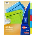 Separador plástico carta 5 divisiones AVERY tecnología laser/inkjet