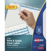 Separador plástico carta 5 divisiones AVERY translúcido tecnología laser/inkjet