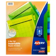 [AVE-SEP-11901] Separador plástico carta 8 divisiones AVERY   tecnología laser/inkjet