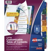 [AVE-SEP-11817] Separador plástico carta 8 divisiones AVERY translúcido  tecnología laser/inkjet