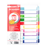 [DIE-SEP-4408] Separadores Dietrix tamaño carta del 1 al 10 pestañas de color