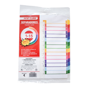 [DIE-SEP-4410] Separadores Dietrix tamaño carta del 1 al 15 pestañas de color