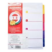 [DIE-SEP-4406] Separadores Dietrix tamaño carta del 1 al 5 pestañas de color