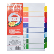 [DIE-SEP-4407] Separadores Dietrix tamaño carta del 1 al 8 pestañas de color