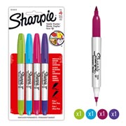 [BER-MAR-TSURT4] Sharpie doble punta tarjeta con 4 piezas.
