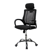 Silla directiva MUNDO IN 108A respaldo en malla y asiento en tela con cabecera