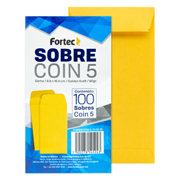 Sobre coin No. 5 Kraft engomado Fortec caja con 100 piezas