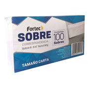 Sobre correspondencia blanco Fortec carta 6 3/4' caja con 100 piezas