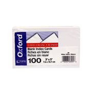 Tarjeta índice Oxford color blanco 3' x 5' paquete con 100 pzas