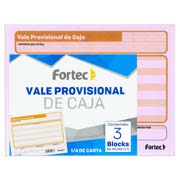 [FTC-POL-VD2051] Vale de caja Fortec 1/4 carta 3 blocks con 50 hojas cada uno