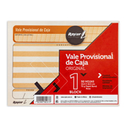Vale provisional Rayter, tamaño 1/4 carta, color rosa, block 5o hojas