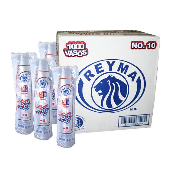 Vaso de plástico REYMA no.10 caja con 1000 pzas