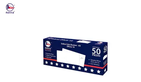 HA0205 Nassa Sobre Tipo Correspondencia HA0205, 2500 Piezas, 10.4 x 24cm, Color Blanco