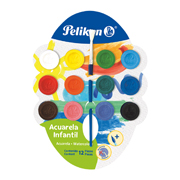 [PEL-ACU-1215] ACUARELA PELIKAN INFANTIL COLORES SURTIDOS CON 12 PASTILLAS