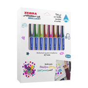 [ZEB-BOL-8076LE] Boligrafo gel j roller le brilliant zebra, punto mediano 0,7 mm, 10 colores, est