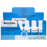 [BAR-CRR-CCL12] Corrector líquido Barrilito bote con 12 piezas  de 12 ml corrector