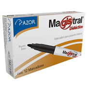 [AZO-MAR-84002C] Marcador Magistral Didáctico punta bala 2 mm color rojo caja con 12 pzas