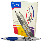 [AZO-MAR-3300AZC] Marcador doble punta bala Signal Duo color azul caja con 12 piezas