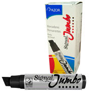 [AZO-MAR-43000NC] Marcador permanente Signal Jumbo punta cincel 16 mm color negro caja con 4 pzas