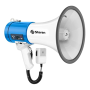 [STE-MEG-260] Megafono de 25 W con reproductor MP3, AUX 3,5 mm y microfono tipo patrullero