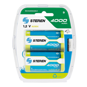 [STE-PIL-BATNMD2] Pila recargable D STEREN  blister de 2 pzas