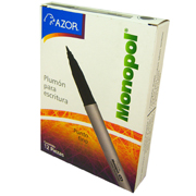 [AZO-PLU-3800NEC] Plumón ultra fino Monopol 0.5 mm color negro caja con 12 pzas