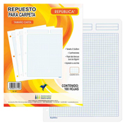 [PIN-CUA-RT5] Repuesto para carpeta Pinos Altos car cuadro chico paquete con 100 hojas