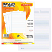 [PIN-CUA-RTR] Repuesto para carpeta Pinos Altos car raya paquete con 100 hojas