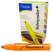 [AZO-MAR-2450NAC] Resaltador de texto Subrayador punta cincel 6 mm color naranja caja con 12 pzas