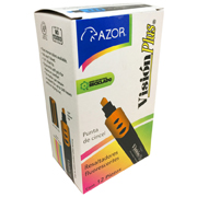 [AZO-MAR-2600NA] Resaltador de texto Vision Plus punta cincel 6 mm color naranja caja con 12 pzas