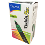 [AZO-MAR-2600VE] Resaltador de texto Vision Plus punta cincel 6 mm color verde caja con 12 pzas