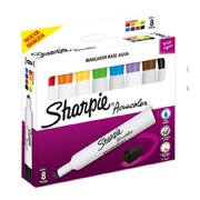 [BER-MAR-2184200] SHARPIE ACUACOLOR 8 PZ COL. SURTIDOS ESTUCHE DE MARCADORES BASE AGUA CON 8 PZ