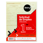 [RAY-POL-08SOEM] Solicitud de empleo Rayter, tamaño carta, color ahuesado, block 25 hojas
