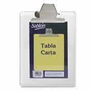 [AZO-TAB-2313CR] Tabla de plástico Sablón con clip metálico tamaño carta color cristal