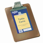 [AZO-TAB-2316HU] Tabla de plástico Sablón con clip metálico tamaño carta color humo