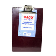 [BAC-TAB-CARTAP] Tabla de plástico carta Baco con broche metálico, tabla plástico, 1 pieza